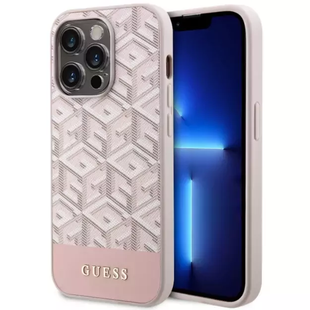 Guess GUHMP14LHGCFSEP iPhone 14 Pro 6.1  pink/pink hard case GCube Stripes MagSafe