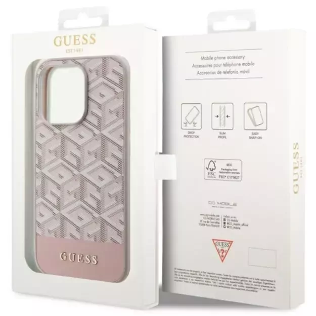 Guess GUHMP14LHGCFSEP iPhone 14 Pro 6.1  pink/pink hard case GCube Stripes MagSafe 14