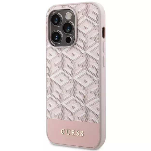 Guess GUHMP14LHGCFSEP iPhone 14 Pro 6.1  pink/pink hard case GCube Stripes MagSafe 8