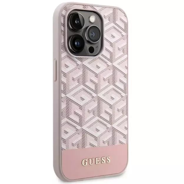 Guess GUHMP14LHGCFSEP iPhone 14 Pro 6.1  pink/pink hard case GCube Stripes MagSafe 10