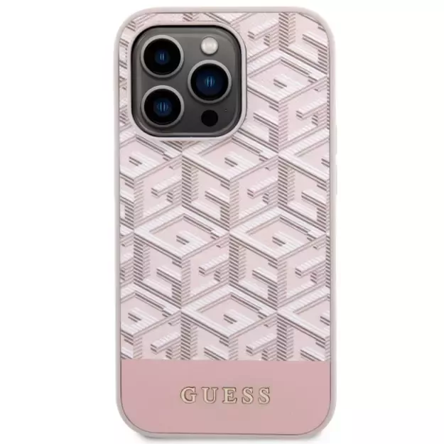 Guess GUHMP14LHGCFSEP iPhone 14 Pro 6.1  pink/pink hard case GCube Stripes MagSafe 9