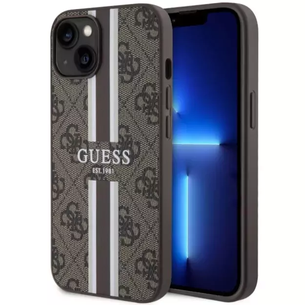 Guess GUHMP14SP4RPSW iPhone 14 6.1  brown/brown hardcase 4G Printed Stripes MagSafe