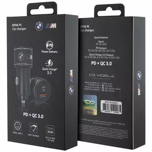 BMW charger BMCCMUSBCK PD-QC 3.0 20W Fast Charge black/black M Edition 2