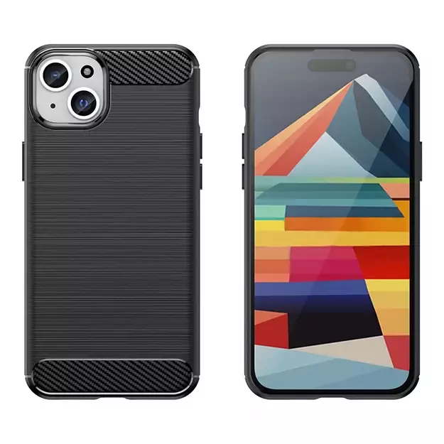 Flexible carbon pattern case for iPhone 15 Plus Carbon Case - blue 4