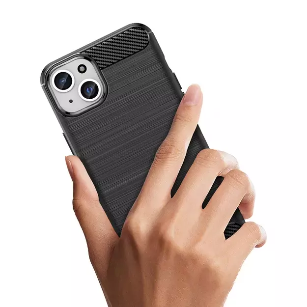 Flexible carbon pattern case for iPhone 15 Plus Carbon Case - blue 3
