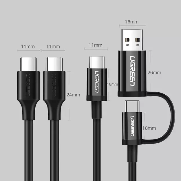 Ugreen US286 USB-C - USB-C PD QC 3A 480Mb/s cable 0.5m - black 18