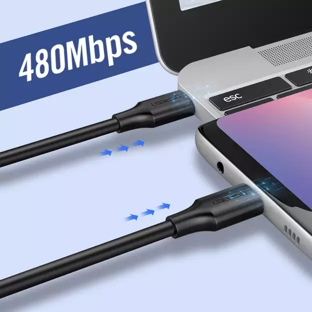 Ugreen US286 USB-C - USB-C PD QC 3A 480Mb/s cable 0.5m - black 5