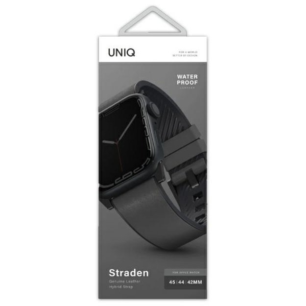 Uniq Straden Leather Hybrid Strap for Apple Watch 1/2/3/4/5/6/7/8/SE/SE2/Ultra 42/44/45/49mm - Gray 2
