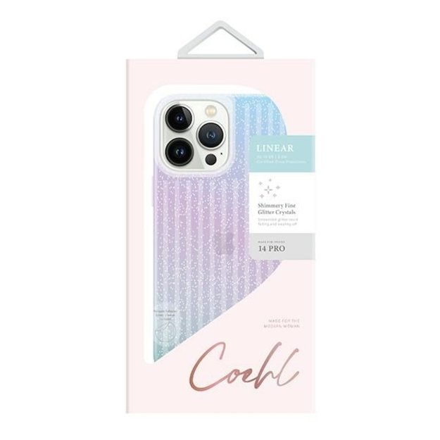 Uniq Coehl Linear case for iPhone 14 Pro - blue and pink 4