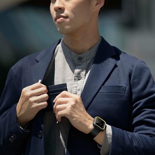 Uniq Moduo case for Apple Watch 4/5/6/7/8/9/SE/SE2 44/45mm - black and mustard 3