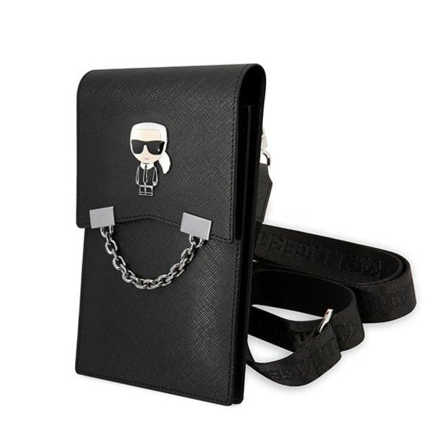 Karl Lagerfeld Ikonik Karl Chain Phone Bag - Black