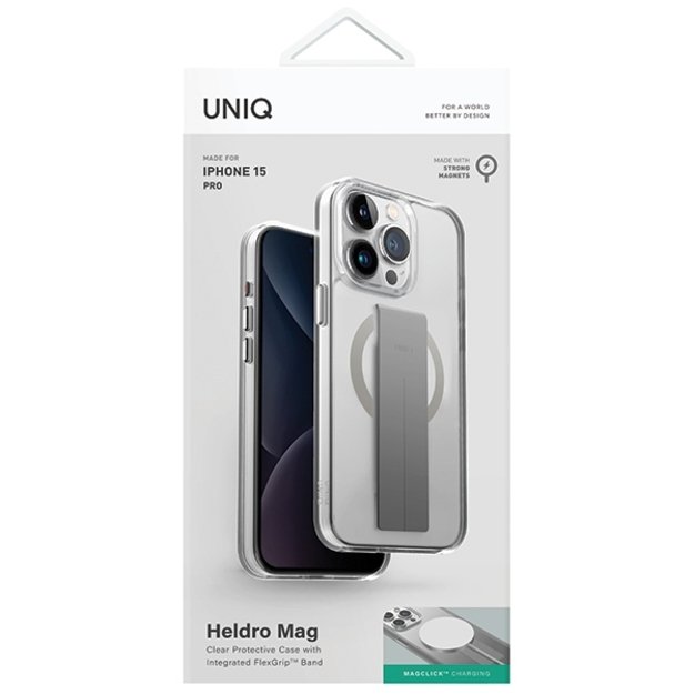 Uniq Heldro Mag Magclick Charging case for iPhone 15 Pro - transparent 1