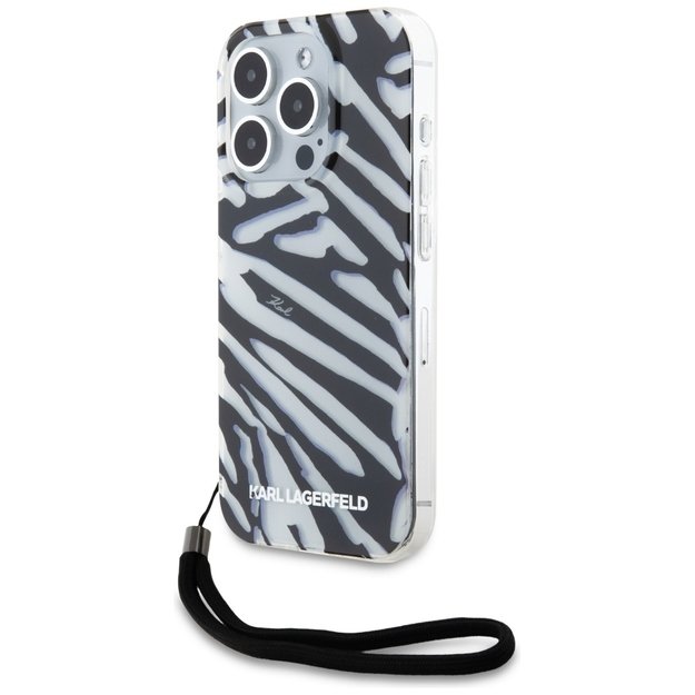 Karl Lagerfeld IML Zebra Pattern &amp  Cord case for iPhone 15 Pro Max - black