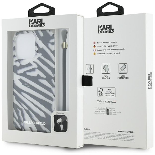 Karl Lagerfeld IML Zebra Pattern &amp  Cord case for iPhone 15 Pro Max - black 6