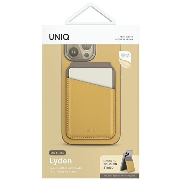 Uniq Lyden DS magnetic RFID wallet with phone stand - yellow-gray 6