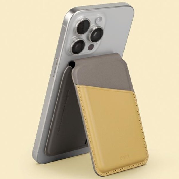 Uniq Lyden DS magnetic RFID wallet with phone stand - yellow-gray 2