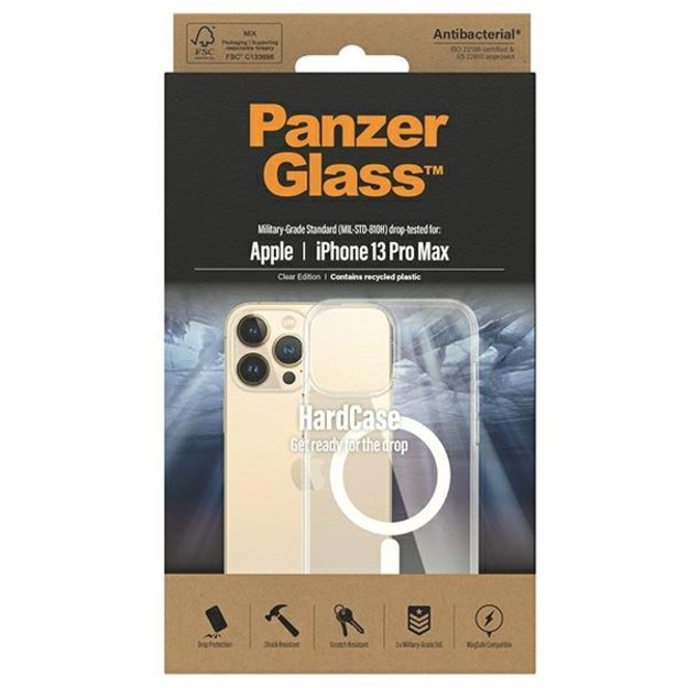 PanzerGlass HardCase with MagSafe Antibacterial Military Grade Certified Case for iPhone 13 Pro Max - Transparent 2