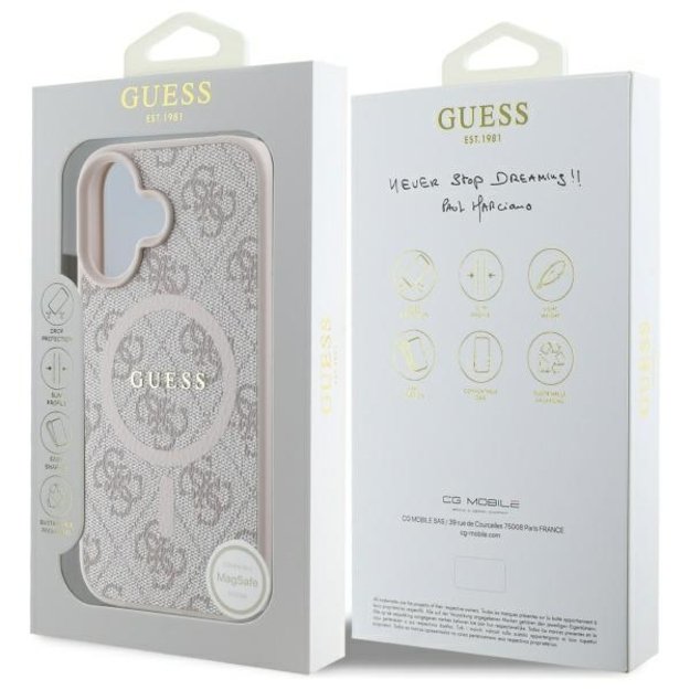Guess 4G Ring Classic Logo MagSafe iPhone 16 Case - Pink 7