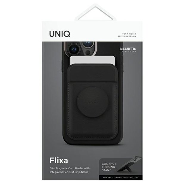 Uniq Flixa Magnetic Card Wallet with Stand Black/Jet Black MagSafe 1