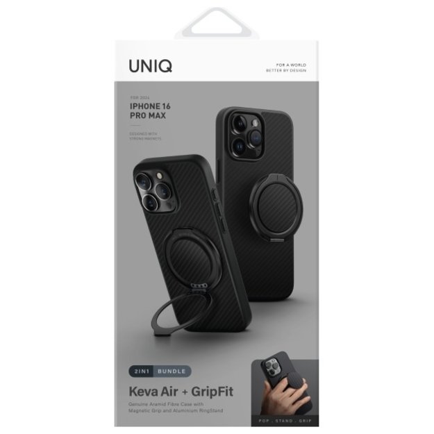 Uniq Keva Air iPhone 16 Pro Max 6.9&quot  Magclick Charging case black/carbon black 1