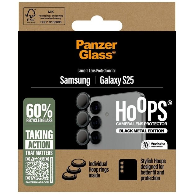PanzerGlass Hoops Lens Protector Tempered Glass for Samsung Galaxy S25 Black 3