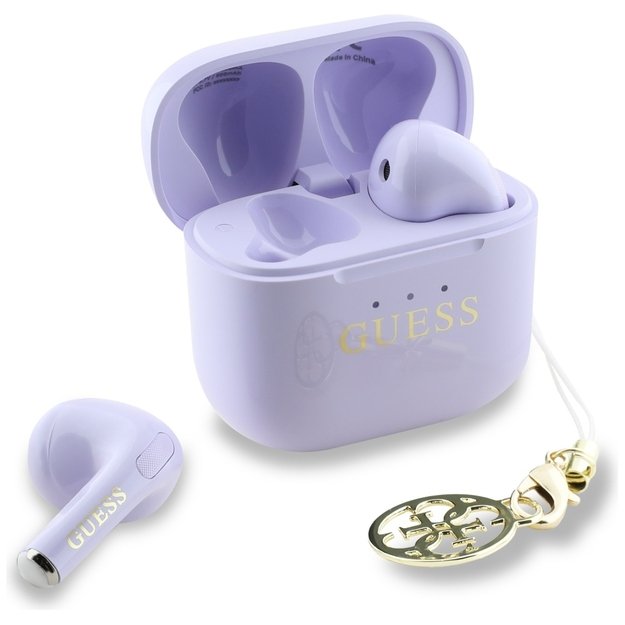 TWS Guess Glossy Effect Printed Classic Logo &amp  Charm Headphones - Lavender 1