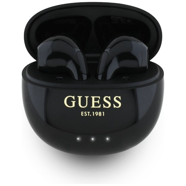 Guess Glossy Effect Egg Shape Printed Classic Logo TWS headphones - black 2