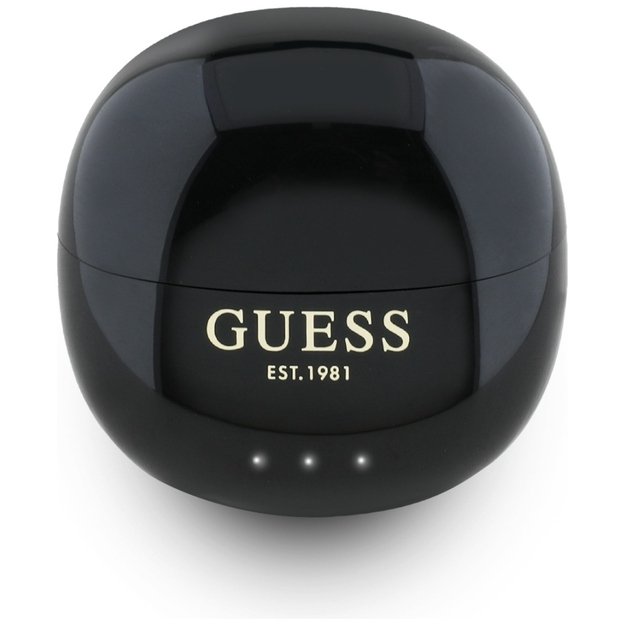Guess Glossy Effect Egg Shape Printed Classic Logo TWS headphones - black 1
