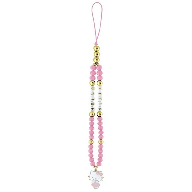 Hello Kitty Pearls and Beads Kitty Charm Phone Charm - Pink