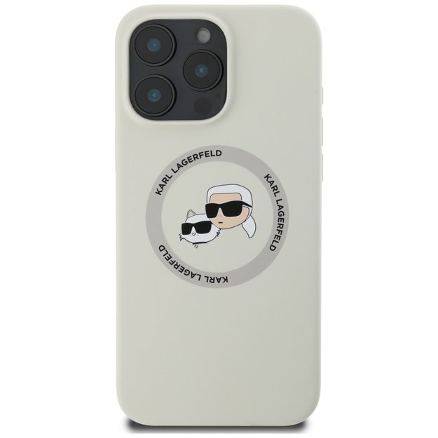 Karl Lagerfeld Silicone Double Heads And Circle MagSafe Case for iPhone 16 Pro Beige 5
