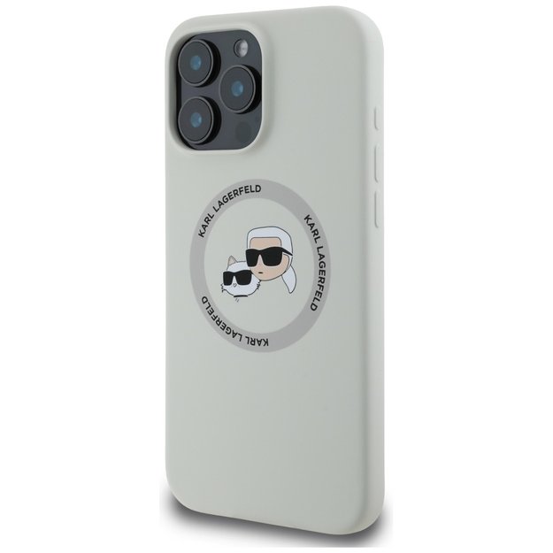 Karl Lagerfeld Silicone Double Heads And Circle MagSafe Case for iPhone 16 Pro Beige 4
