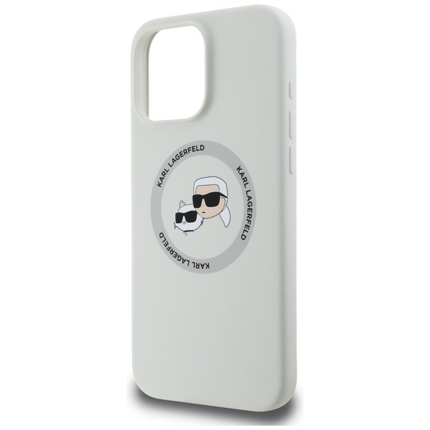 Karl Lagerfeld Silicone Double Heads And Circle MagSafe Case for iPhone 16 Pro Beige 1