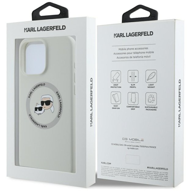 Karl Lagerfeld Silicone Double Heads And Circle MagSafe Case for iPhone 16 Pro Beige 3