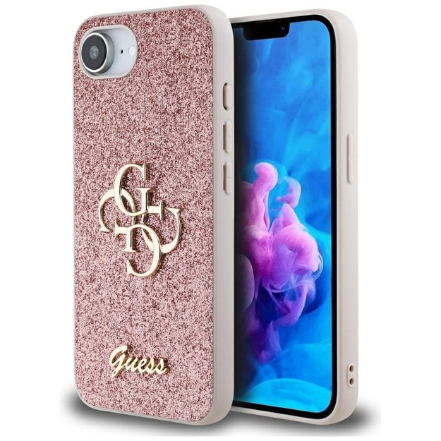 Guess Fixed Glitter Big 4G iPhone 16e Case - Pink