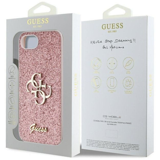 Guess Fixed Glitter Big 4G iPhone 16e Case - Pink 7