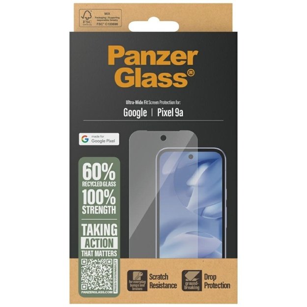 PanzerGlass Ultra-Wide Fit Tempered Glass for Google Pixel 9a 5G 3