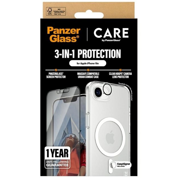 CARE by PanzerGlass Flagship 3in1 Case + Glass + Lens for iPhone 16e - transparent 4