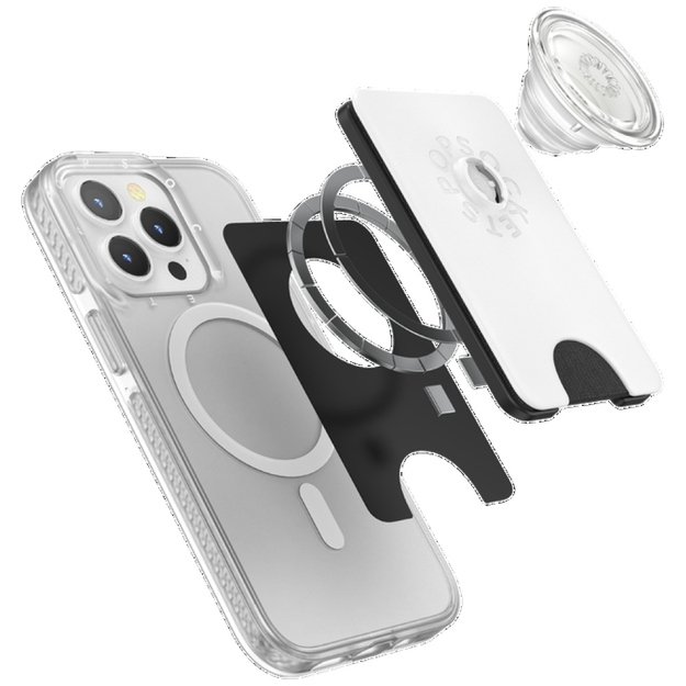 Popsockets PopWallet+ PopGrip PW+ MS G2 MagSafe Wallet Phone Holder and Stand, White and Transparent 6