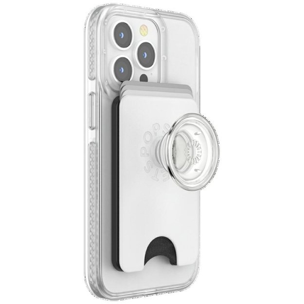 Popsockets PopWallet+ PopGrip PW+ MS G2 MagSafe Wallet Phone Holder and Stand, White and Transparent 3