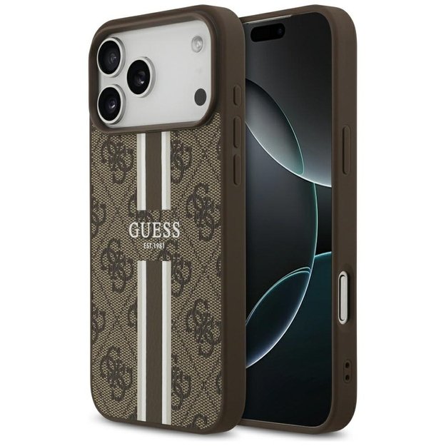 Guess 4G Printed Stripes MagSafe case for iPhone 17 Pro Max - brown