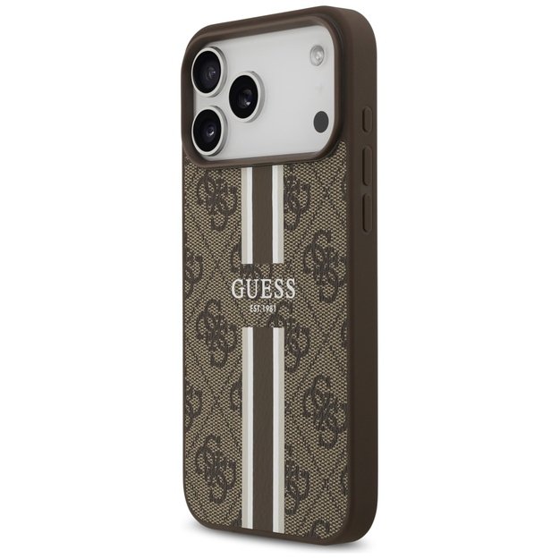 Guess 4G Printed Stripes MagSafe case for iPhone 17 Pro Max - brown 1