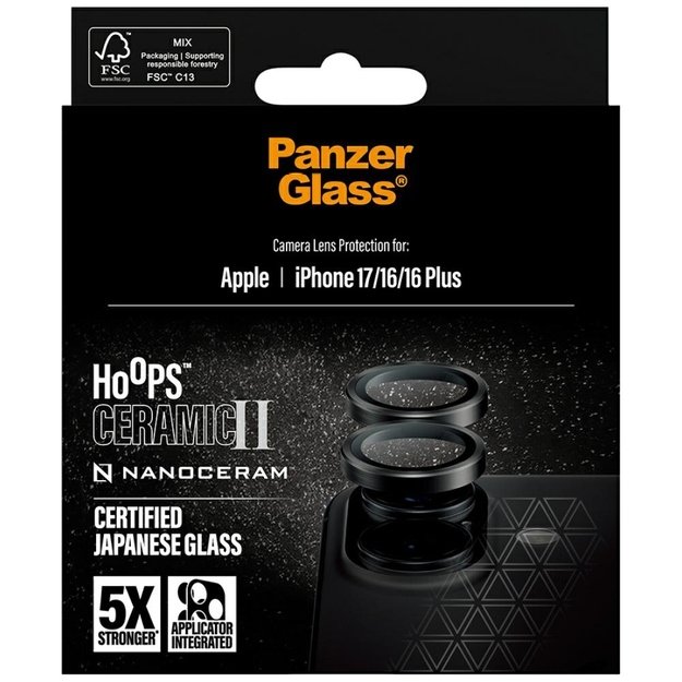 PanzerGlass Hoops Ceramic II Tempered Glass Lens Screen Protector for iPhone 16 / 16 Plus / 17 4