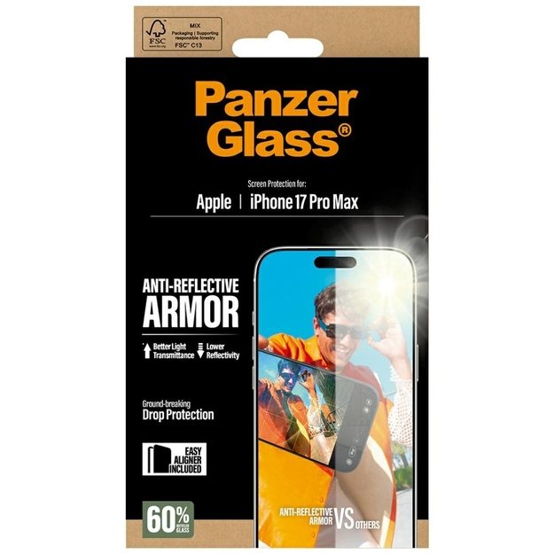 PanzerGlass Armor Anti-Reflective EasyAligner Tempered Glass for iPhone 17 Pro Max 4