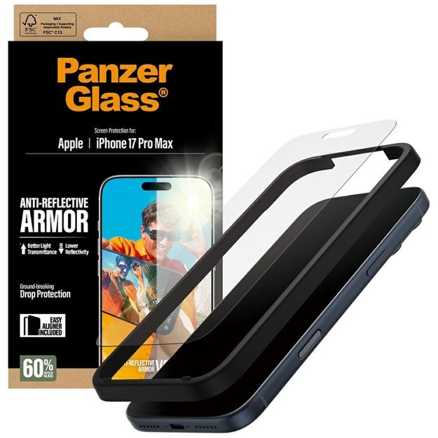 PanzerGlass Armor Anti-Reflective EasyAligner Tempered Glass for iPhone 17 Pro Max 3