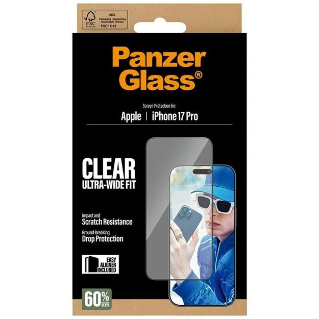 PanzerGlass Ultra-Wide Fit EasyAligner Tempered Glass for iPhone 17 Pro 4