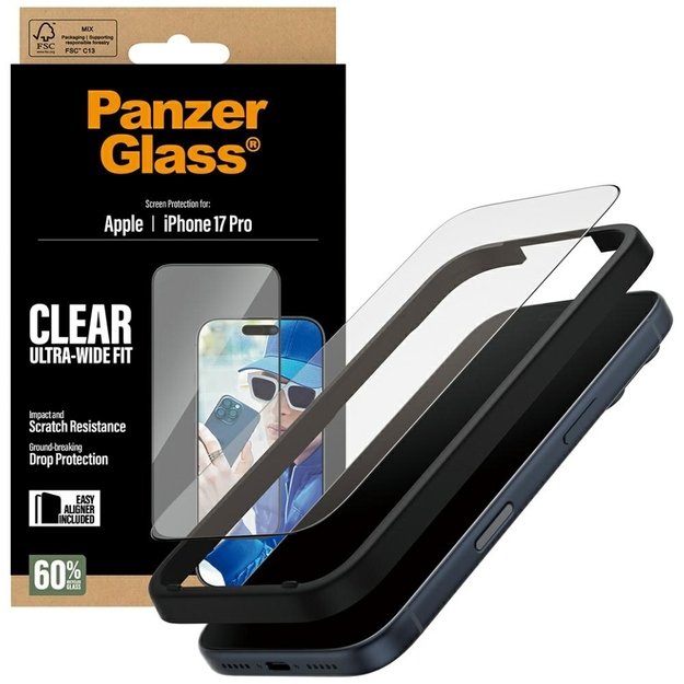 PanzerGlass Ultra-Wide Fit EasyAligner Tempered Glass for iPhone 17 Pro 3