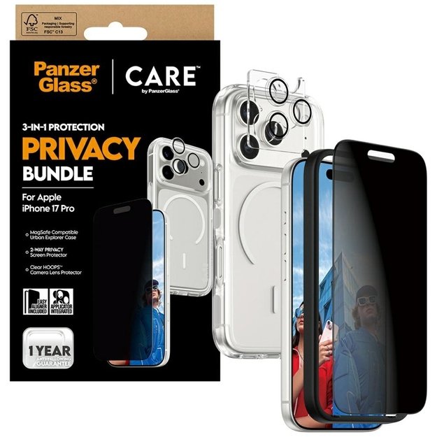 CARE by PanzerGlass Flagship Privacy 3-in-1 Case + Privacy Glass + Lens for iPhone 17 Pro 4