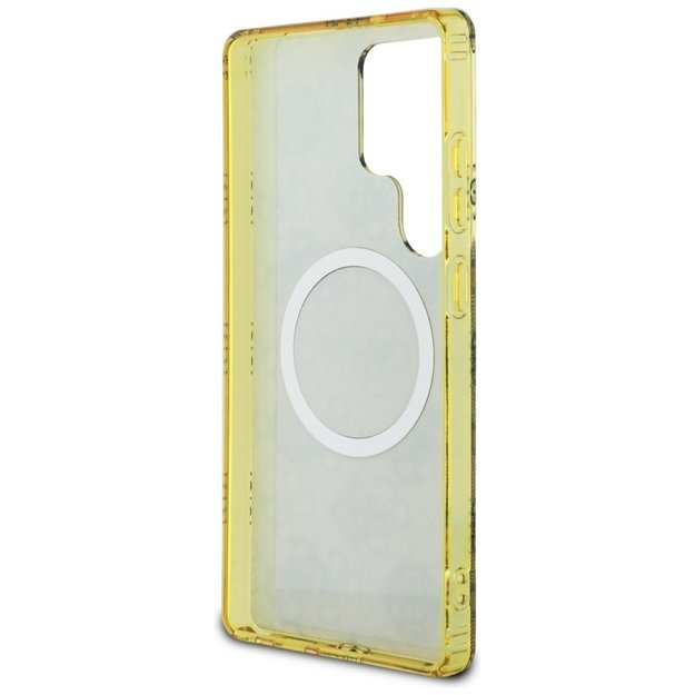 Guess 4G Background Gold Electroplated Peony Pattern MagSafe Case for Samsung Galaxy S25 Ultra Brown 6