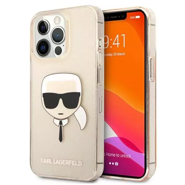 Karl Lagerfeld KLHCP13LKHTUGLGO iPhone 13 Pro / 13 6,1  złoty/gold hardcase Glitter Karl`s Head