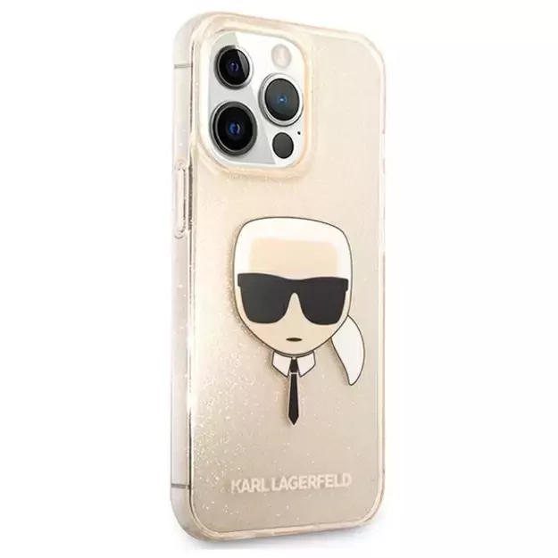 Karl Lagerfeld KLHCP13LKHTUGLGO iPhone 13 Pro / 13 6,1  złoty/gold hardcase Glitter Karl`s Head 3